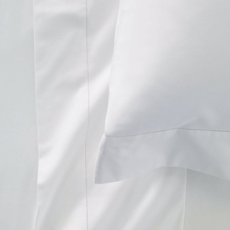 Sferra Gino White King Pillowcases 2 Solid 100% Cotton Percale 450TC Italy NEW5