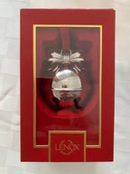 Lenox 2024 Jingle Bell Ornament Annual Silver Bow Red Ribbon Rings Christmas NEW4