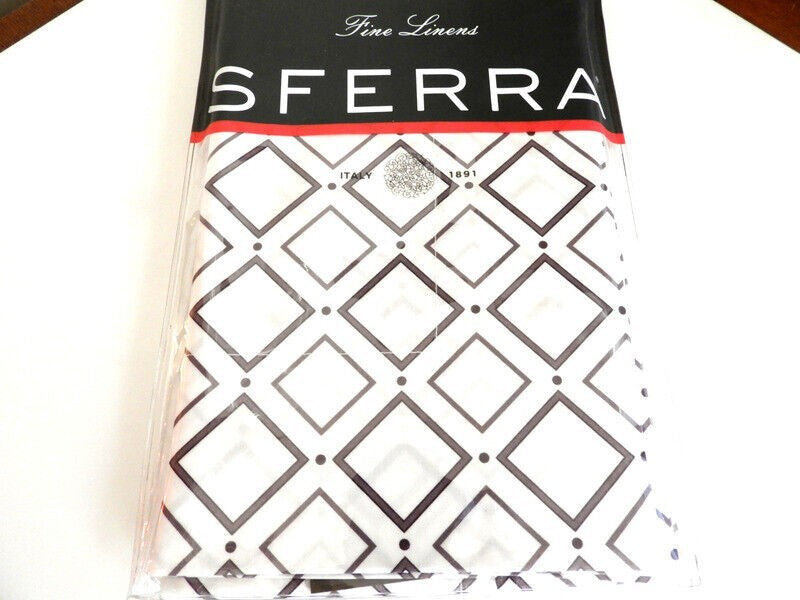 Sferra Deagan Euro Sham White/Aubergine Purple Egyptian Cotton Percale Italy New7