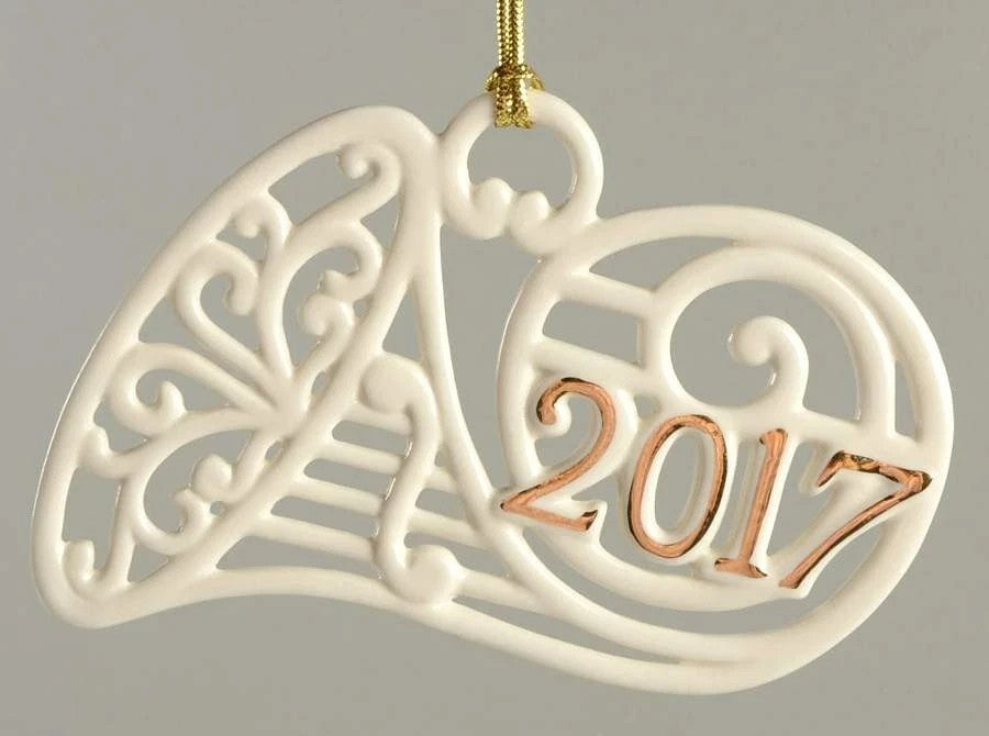 Lenox 2017 French Horn Ornament Annual A Year To Remember Pierced Christmas NEW1