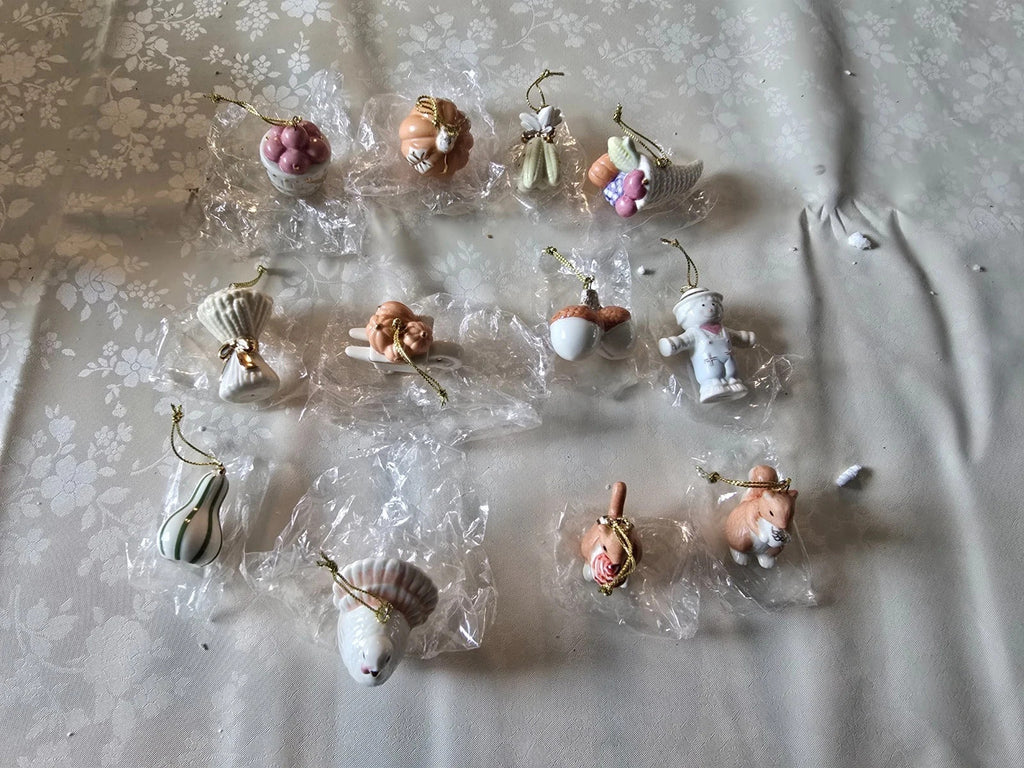 Lenox Autumn Delights Miniature Tree Ornaments 12 Thanksgiving Turkey Corn NEW5