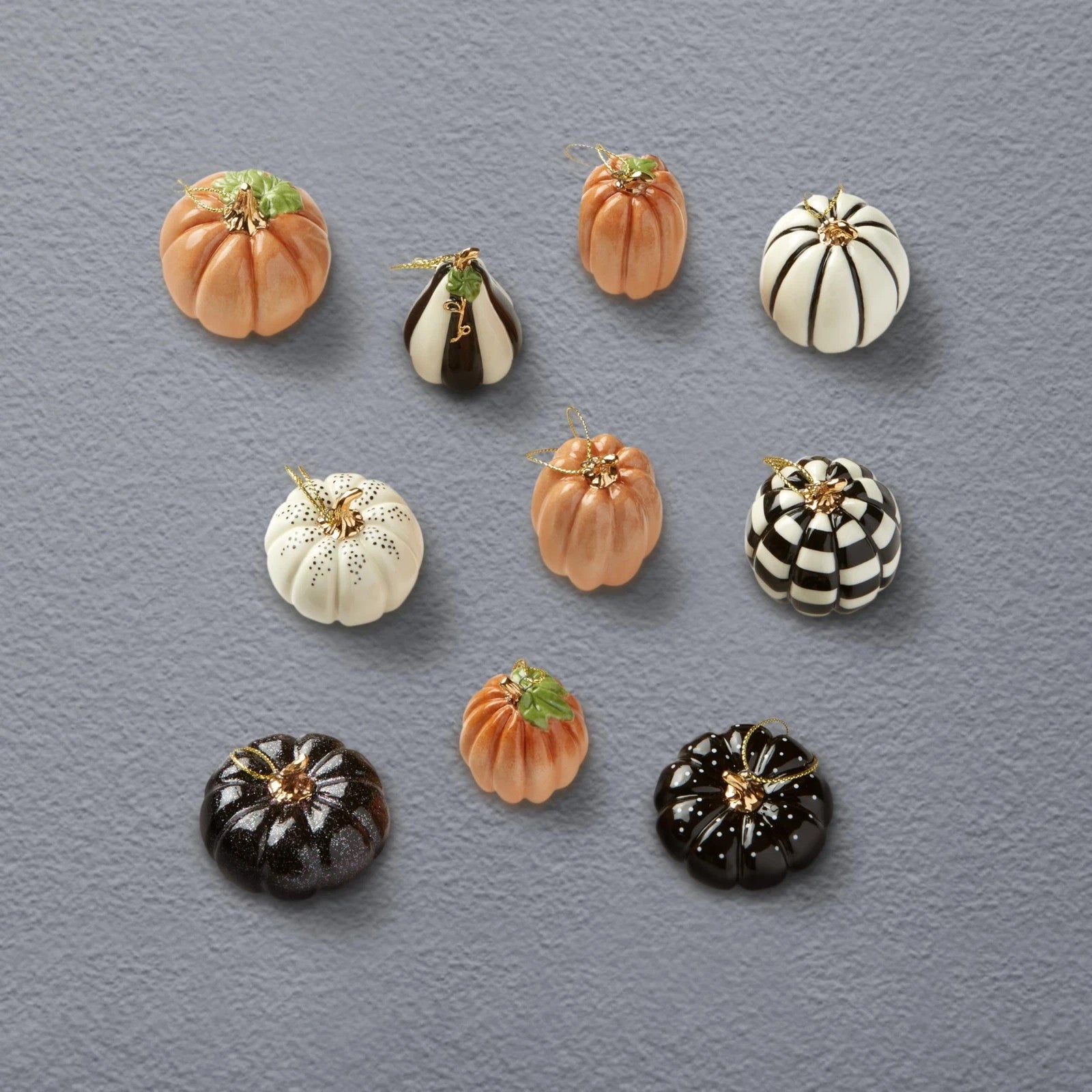 Lenox Mini Pumpkin Ornament 10 PC. Set Thanksgiving Halloween Autumn Gourds New4