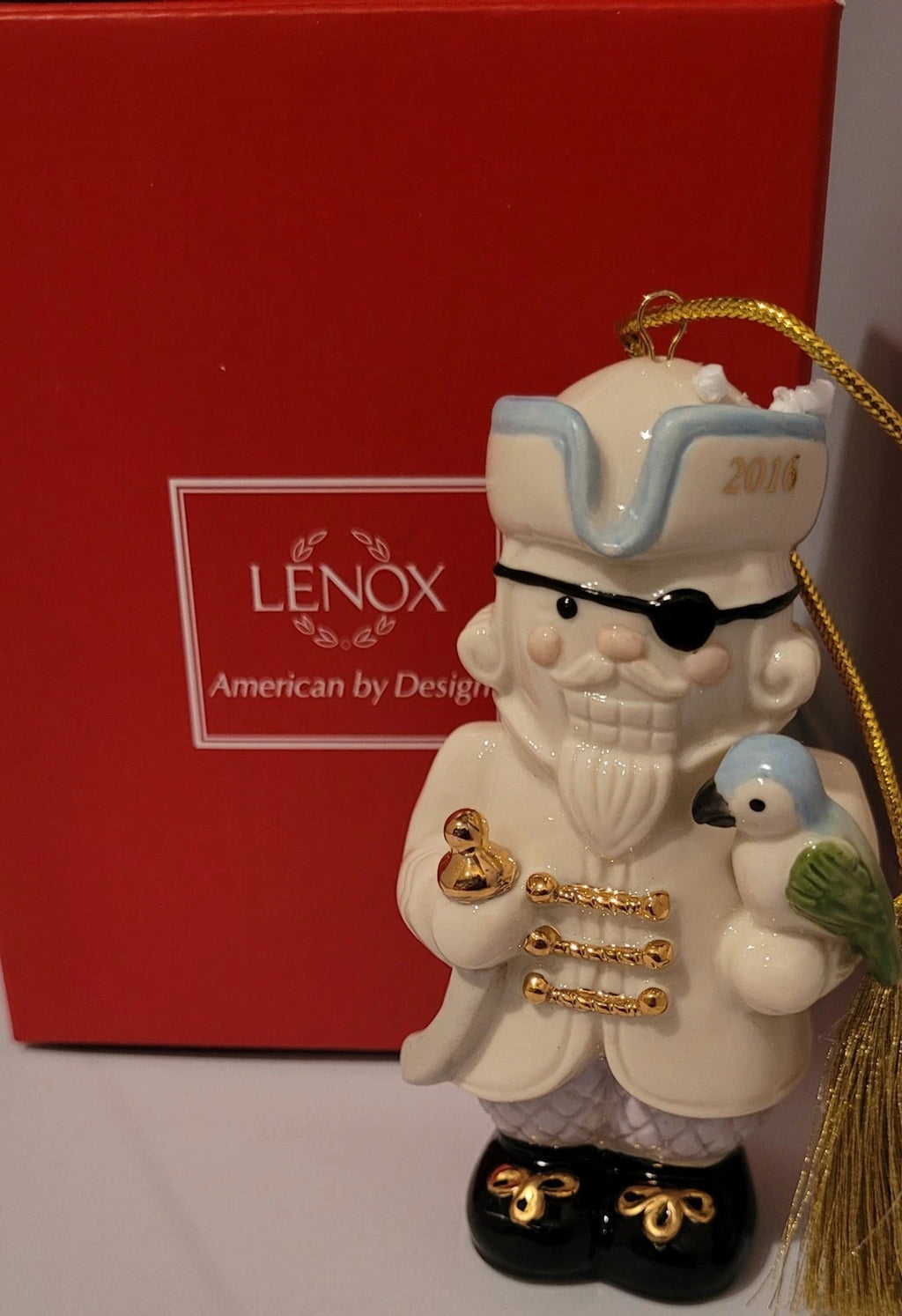 Lenox 2016 Nutcracker Pirate Figurine Ornament Annual Parrot Patch Christmas NEW1