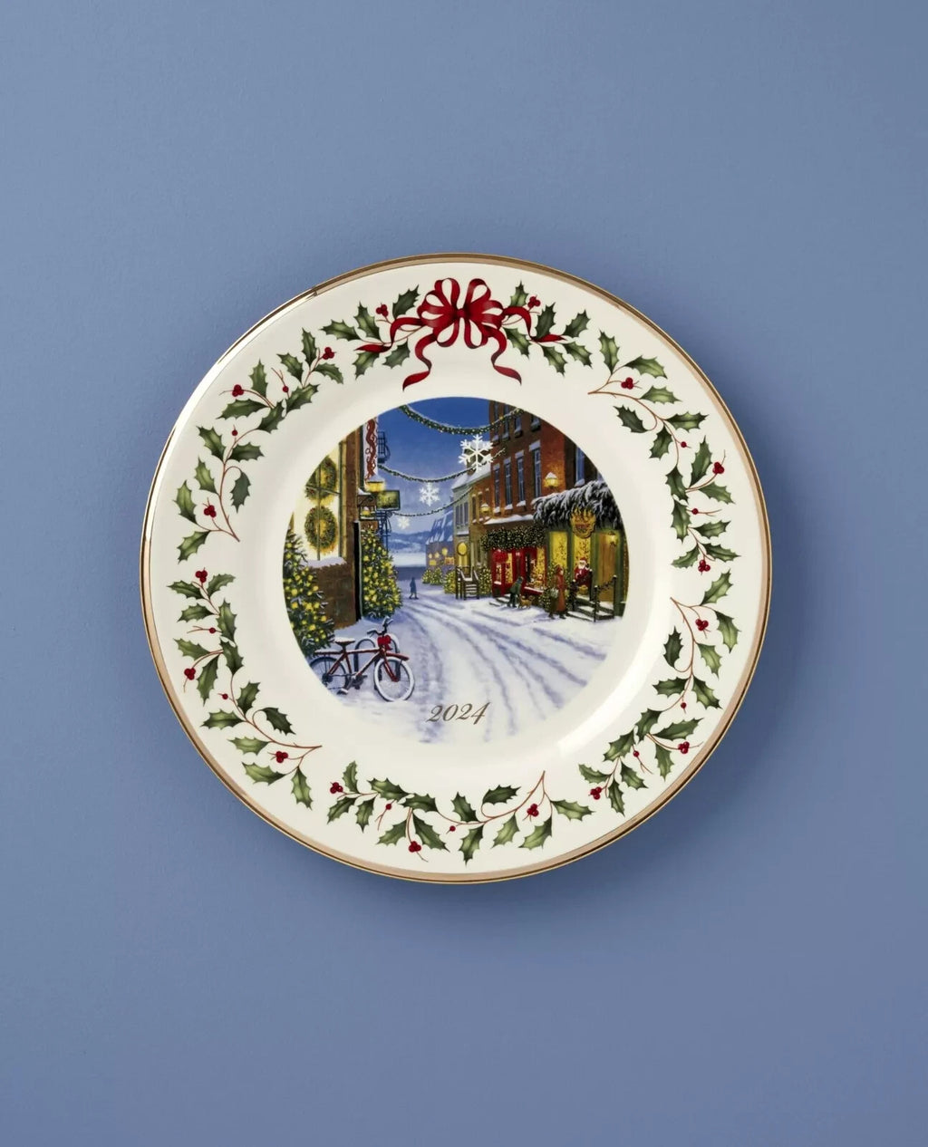 Lenox 2024 Holiday Collector Plate Winter Town Scene Christmas Village LE NEW2