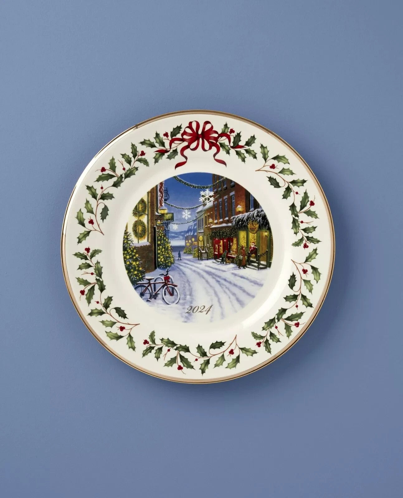 Lenox 2024 Holiday Collector Plate Winter Town Scene Christmas Village LE NEW2