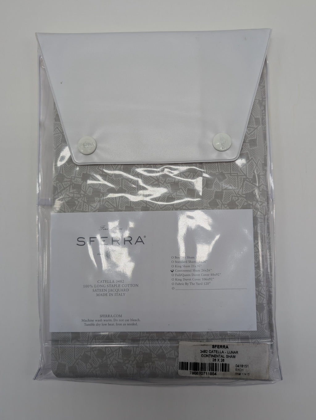 Sferra Catella Grey Euro Sham Squares Cotton Sateen Jacquard Soft Italy NEW1