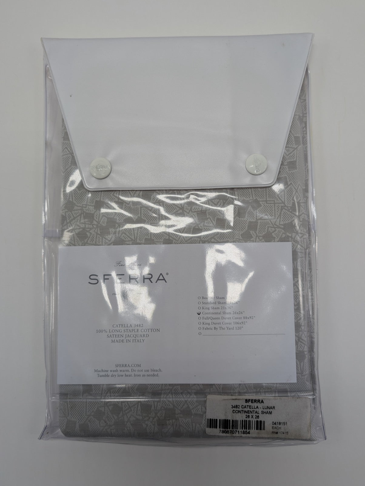 Sferra Catella Grey Euro Sham Squares Cotton Sateen Jacquard Soft Italy NEW1