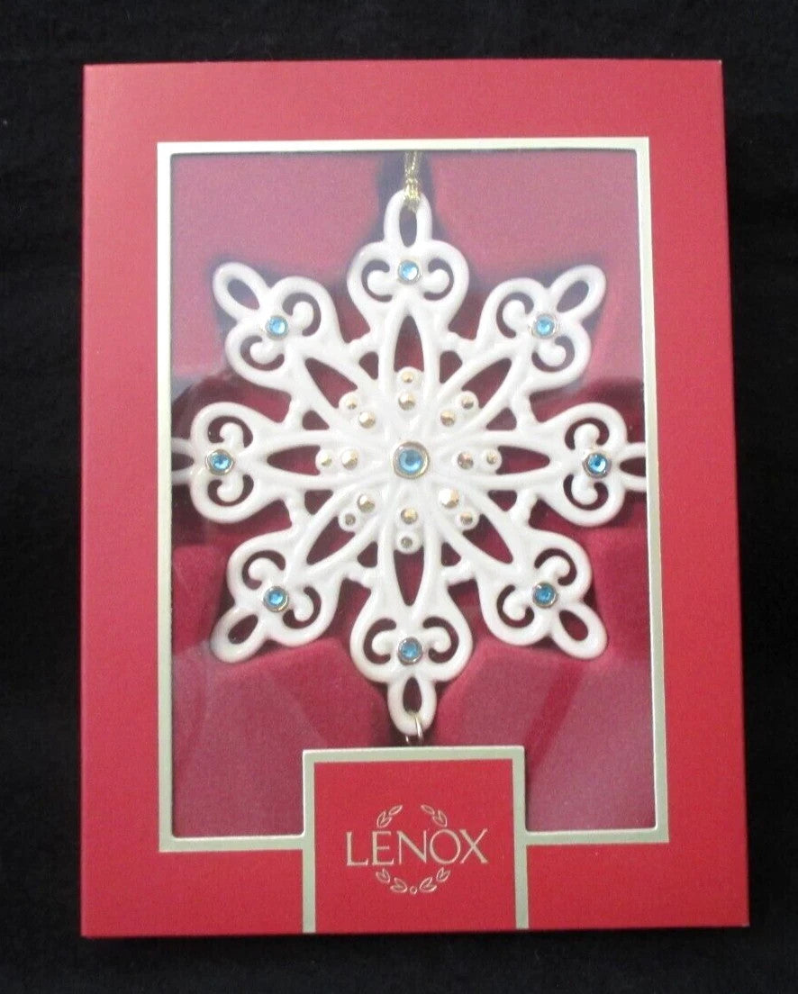 Lenox 2025 Gemmed Snowflake Ornament Annual Icy Blue Crystals Christmas Gift NEW5