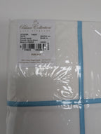 Yves Delorme Athena Queen Duvet Euro Set 3PC Aqua Stripes Egyptian Percale NEW7