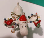 Lenox 2019 Marcel Moose Figurine Ornament Annual Under The Mistletoe Bird NEW4