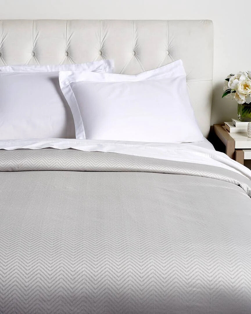 Sferra Illura Grey Standard Sham Chevron Print 100% Cotton Jacquard Italy NEW1