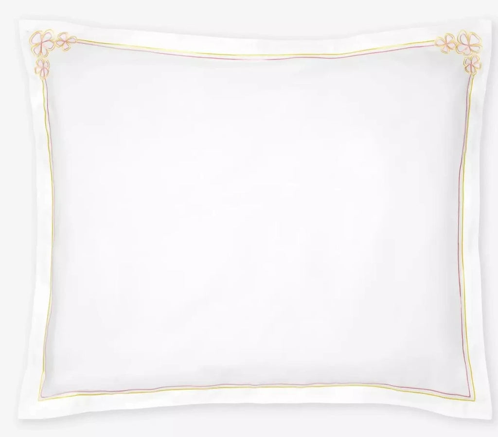 Sferra Fiorina Euro Continental Shams 2 Carnation Embroidery Cotton Percale NEW0
