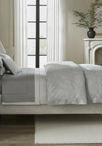 Sferra Bione Grey Queen Duvet Textured Pattern Cotton Sateen Jacquard Italy NEW5