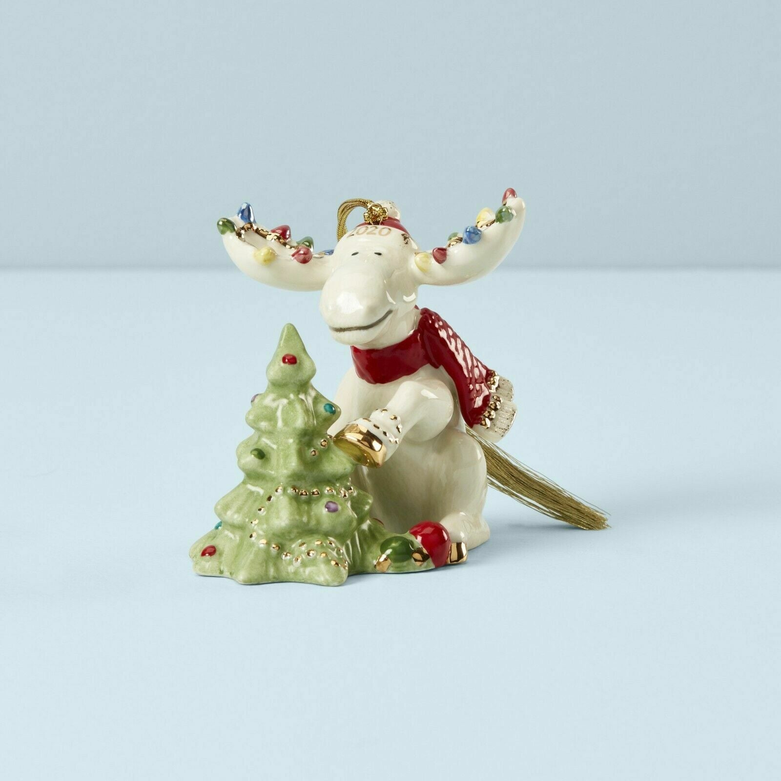 Lenox 2020 Marcel Moose Decorates Tree Figurine Ornament  Annual Christmas NEW2