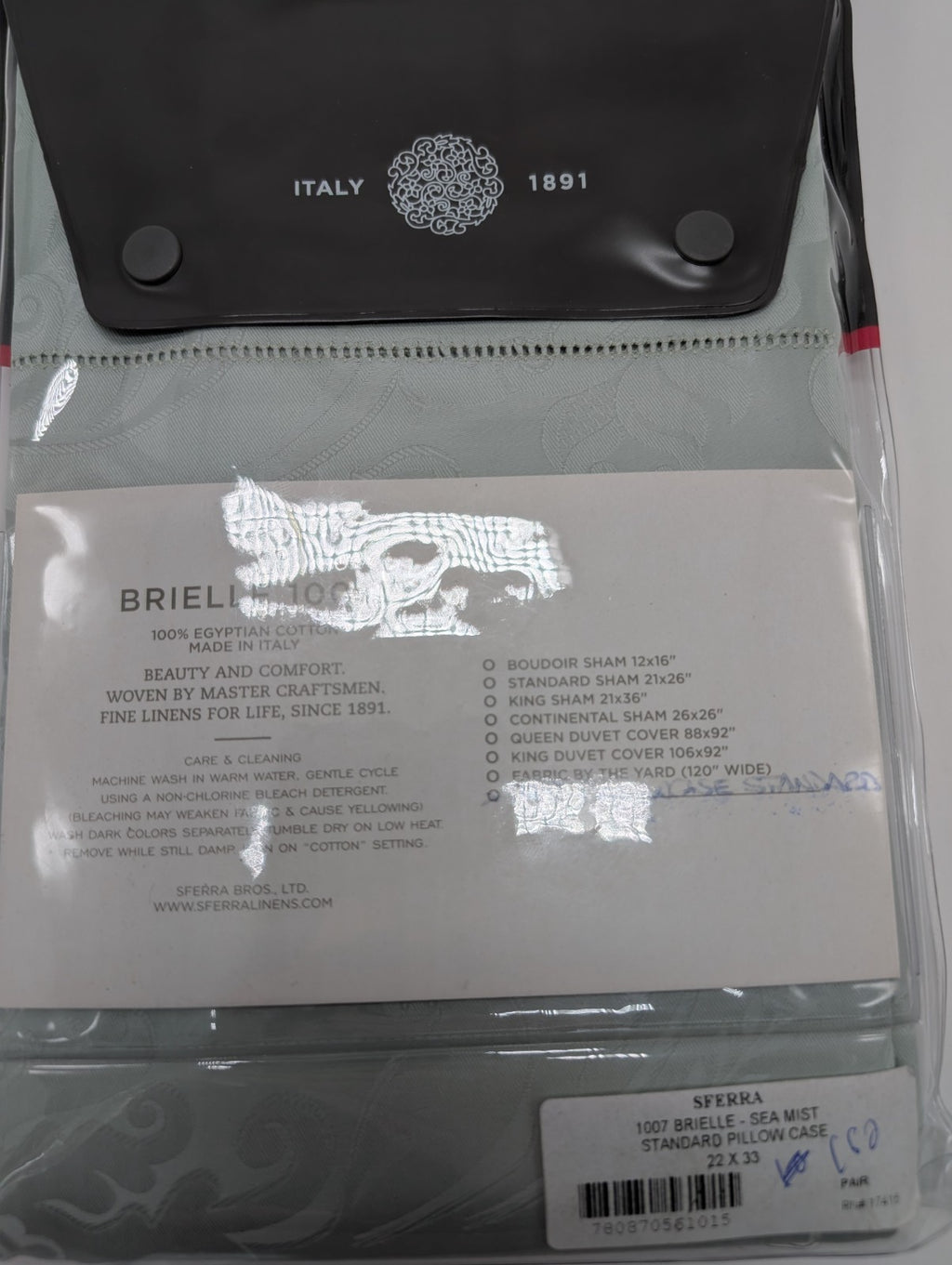 Sferra BrielIe Seamist Standard Pillowcase Egyptian Cotton Damask 1020 Italy NEW8