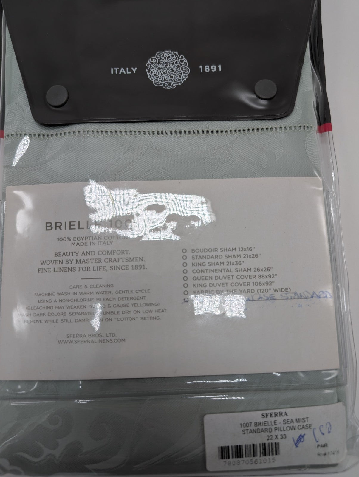Sferra BrielIe Seamist Standard Pillowcase Egyptian Cotton Damask 1020 Italy NEW8