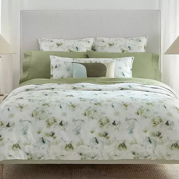 Sferra Acquerello Willow Euro Sham Brush Strokes Cotton Sateen Print Italy NEW1