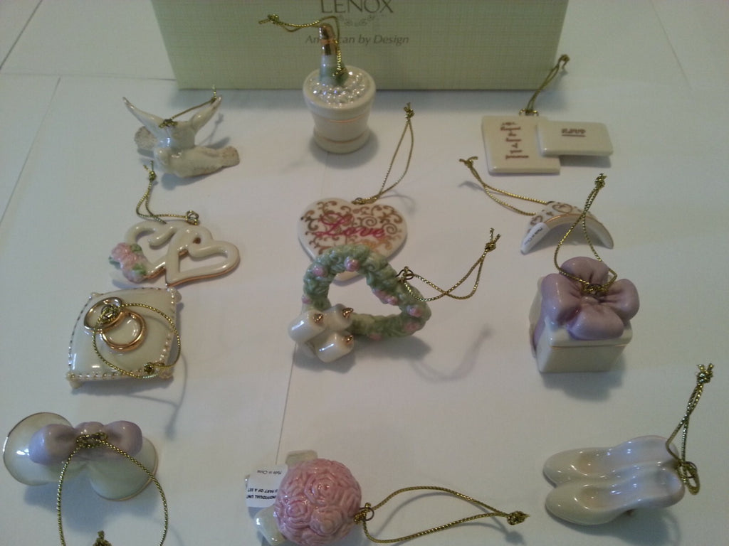 Lenox Wedding Ornaments Mini 12 PC Set Original Heart Dove Bridal Bouquet New4