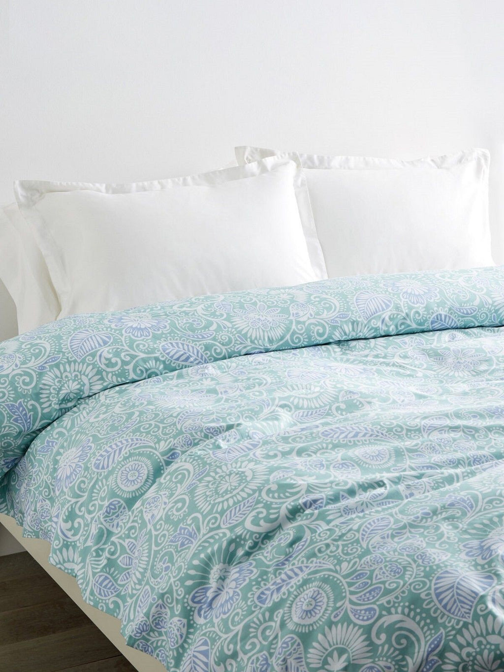 Sferra Ressa Aqua Euro Sham Floral Cornflower Blue Cotton Percale Italy NEW5