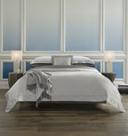 Sferra Giotto Gray Standard Pillowcases Flint Pair Solid Cotton Sateen Italy NEW6