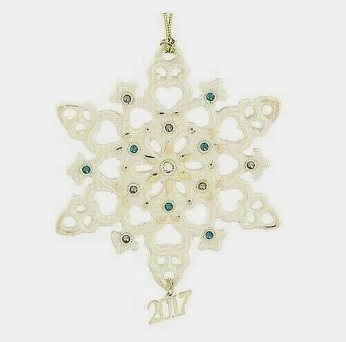 Lenox 2017 Gemmed Snowflake Ornament Annual Blue Clear Crystals Christmas NEW1