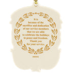 Lenox  Thank You For Your Service Ornament Blank USA Flag Tribute Christmas NEW1