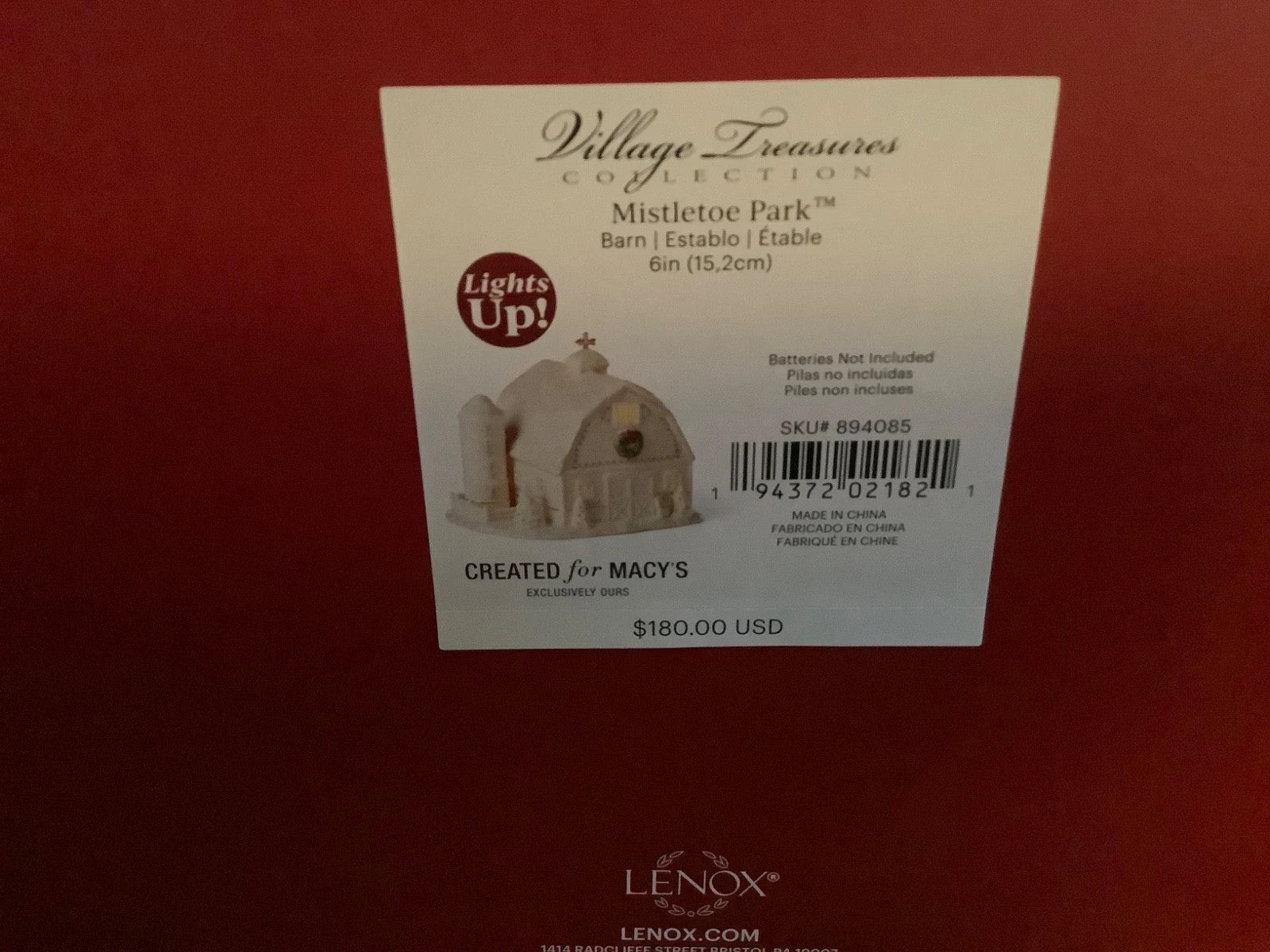 Lenox  Mistletoe Park Lighted Barn Figurine Village Treasures Christmas NEW9