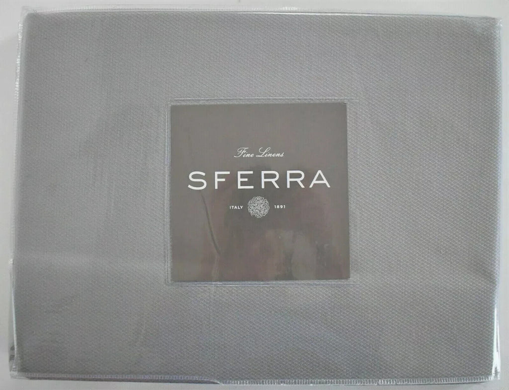 Sferra Squire Grey Tablecloth & 16 Napkins Diamond Pique 70"X126" Easy Care NEW11