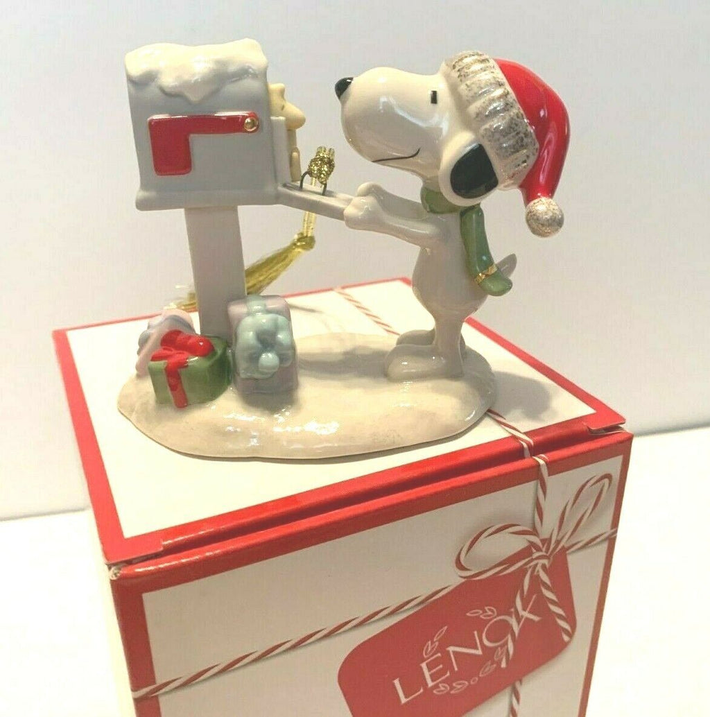 Lenox Peanuts Snoopy's Letter to Santa Ornament Figurine Woodstock Mailbox NEW8