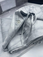 Sferra Tovino King Silver Blue Duvet Waves 100% Cotton Sateen Jacquard Italy NEW7