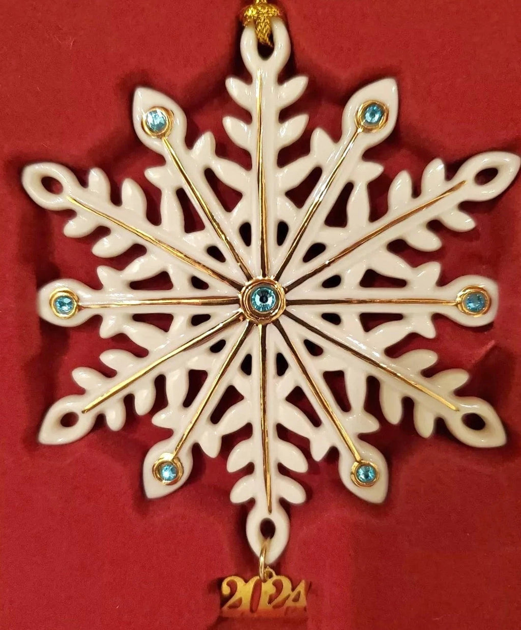 Lenox 2024 Gemmed Snowflake Ornament Annual Icy Blue Crystals Christmas Gift NEW7