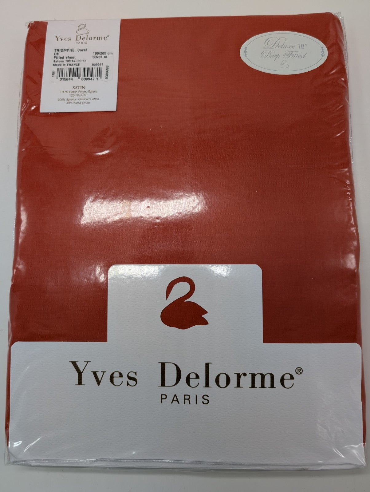 Yves Delorme Triomphe Orange Queen Sheet Set 4PC 100% Egyptian Cotton Sateen NEW1