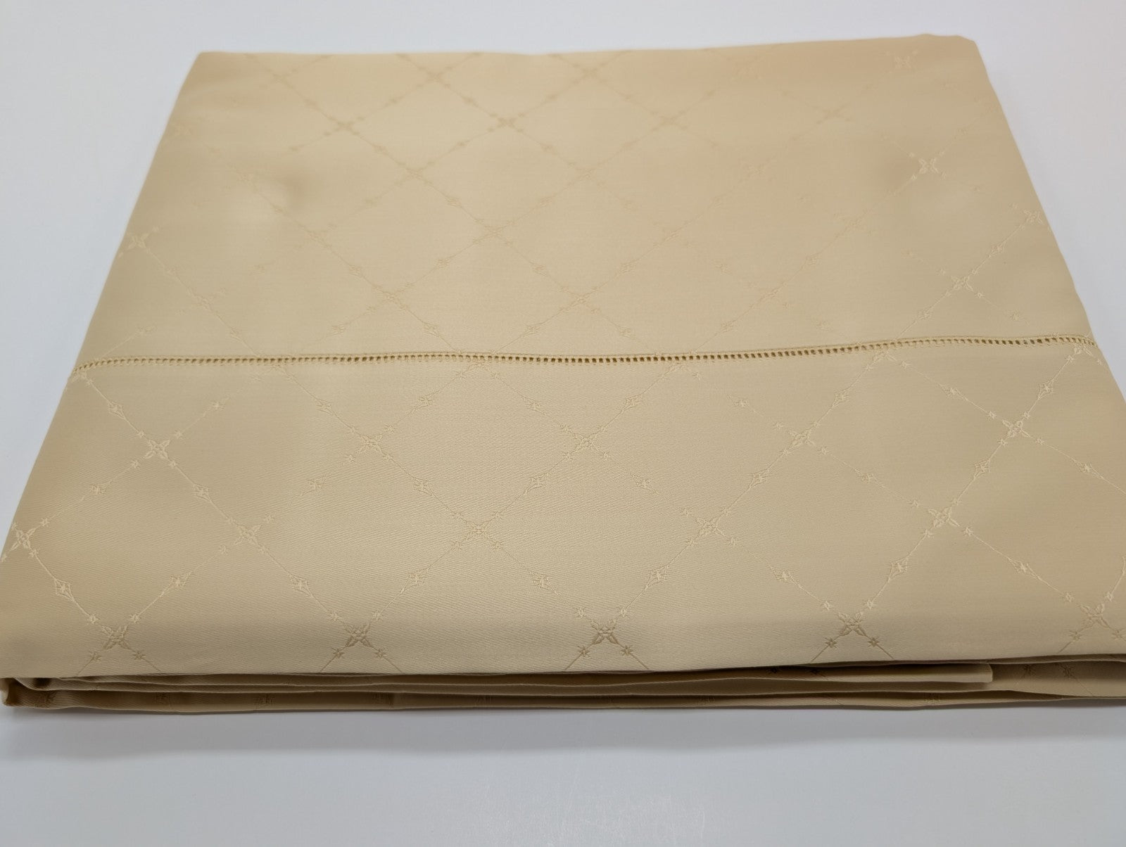 Sferra Colette Gold Queen Flat Sheet Lattice Egyptian Cotton 1020TC Italy NEW3