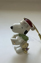 Lenox Peanuts Christmas Caroling With Snoopy Figurine Ornament Woodstock Dog NEW10
