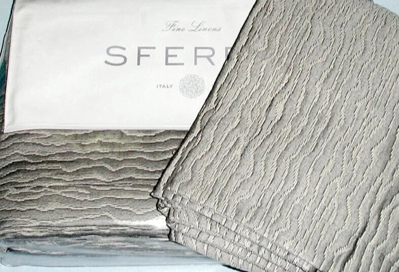 Sferra Ondate Queen Blanket Cover Sham Set 2PC Gunmetal Grey Textured Cotton NEW2
