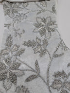 Sferra Allegria Velvet Christmas Stocking Poinsettia Ivory Silver Embroidery NEW8