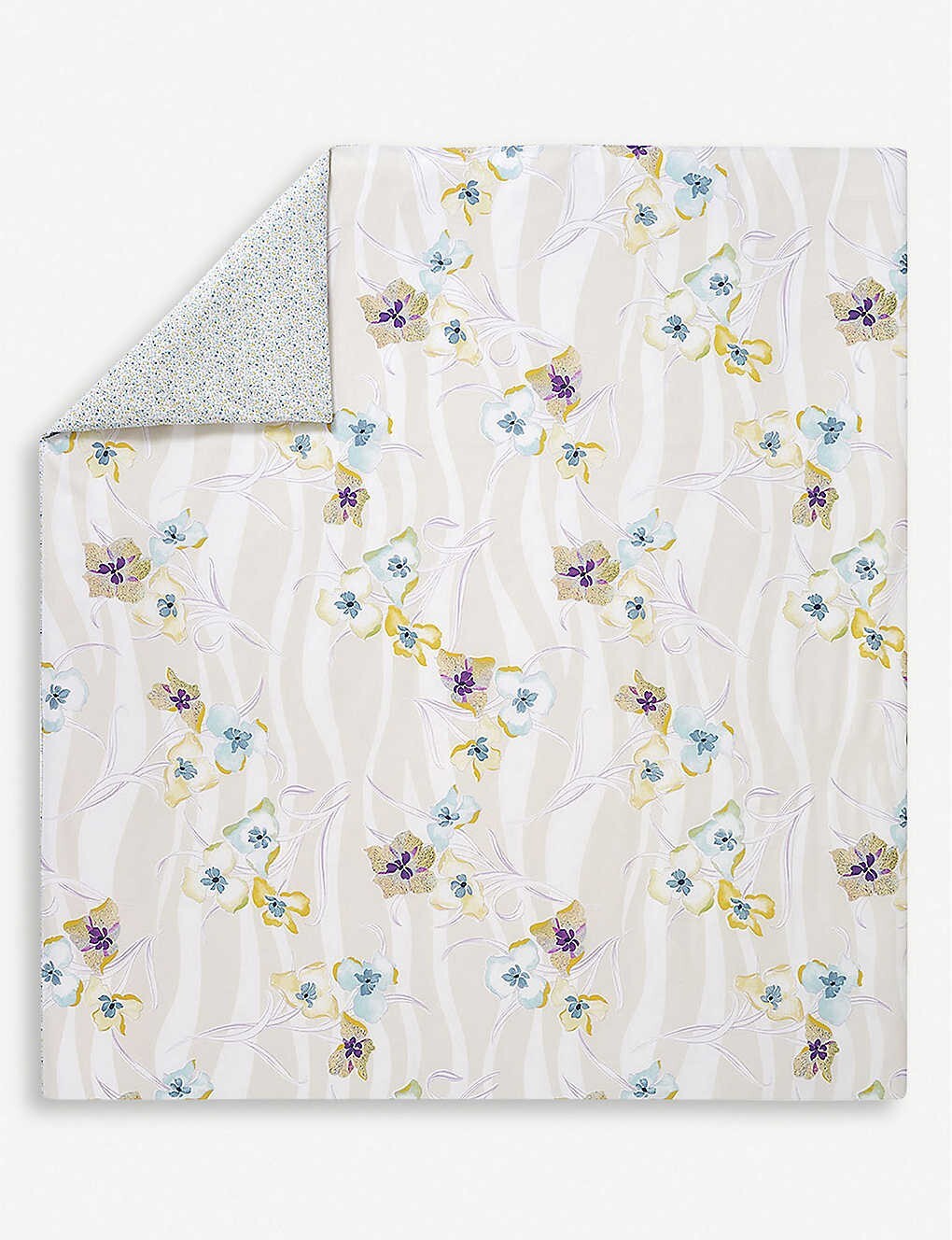 Yves Delorme Ondee King Duvet Multi Floral Print Cotton Percale Reversible NEW8
