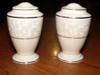 Lenox Pearl Innocence Platinum Salt & Pepper Shakers Set Enamel Dots NEW IN BOX2