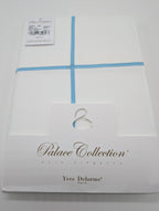 Yves Delorme Athena Queen Duvet Euro Set 3PC Aqua Stripes Egyptian Percale NEW3