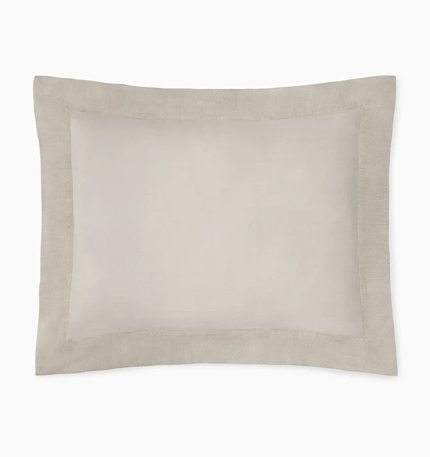 Sferra Carlotta Taupe Standard Sham Textured Cuff Sateen Jacquard Italy NEW0