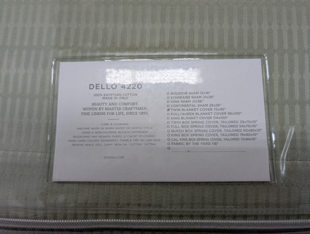 Sferra Dello Green Twin Coverlet Texture Diamond Motif Egyptian Cotton Italy NEW5