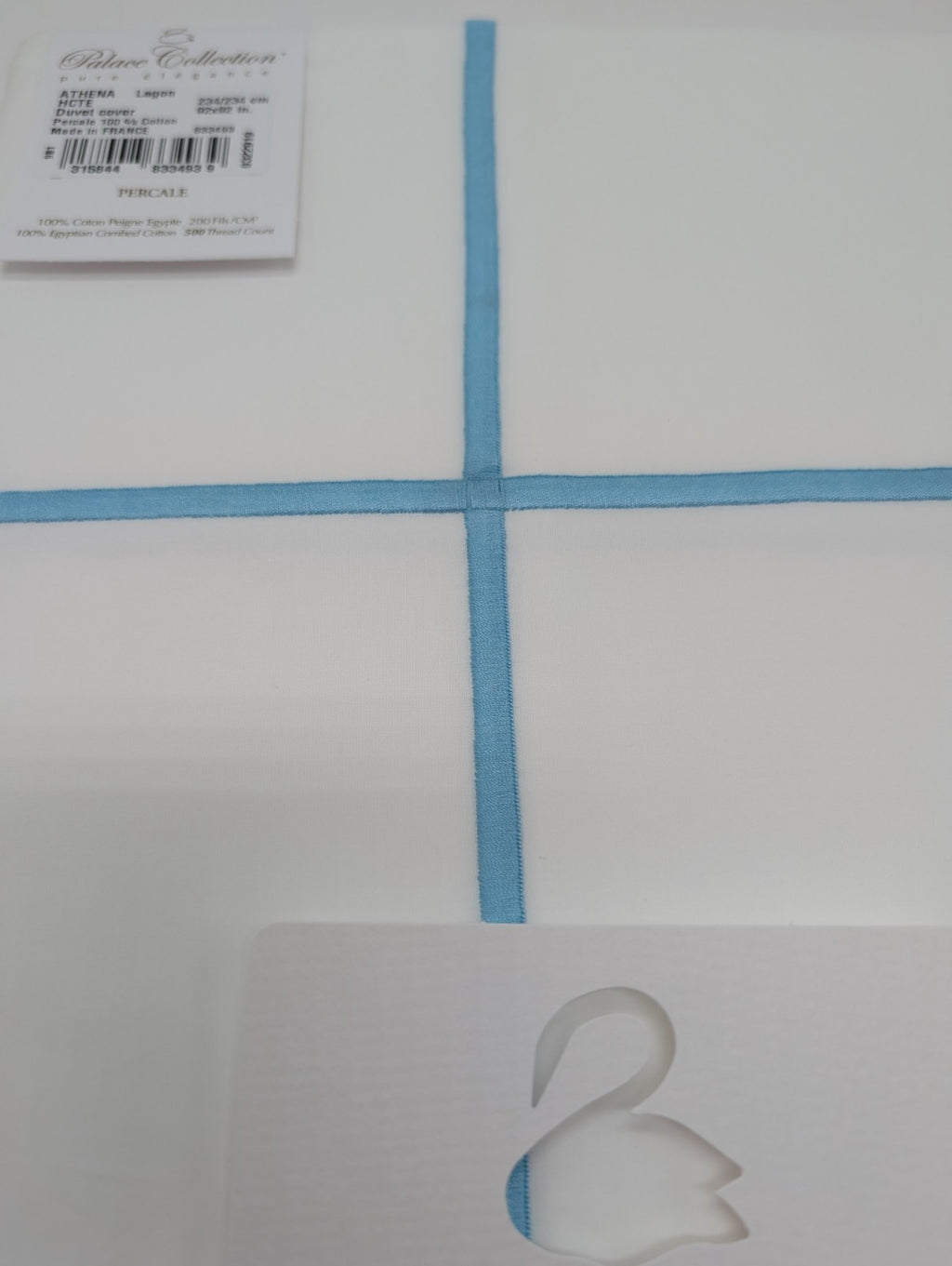 Yves Delorme Athena Queen Duvet Euro Set 3PC Aqua Stripes Egyptian Percale NEW2