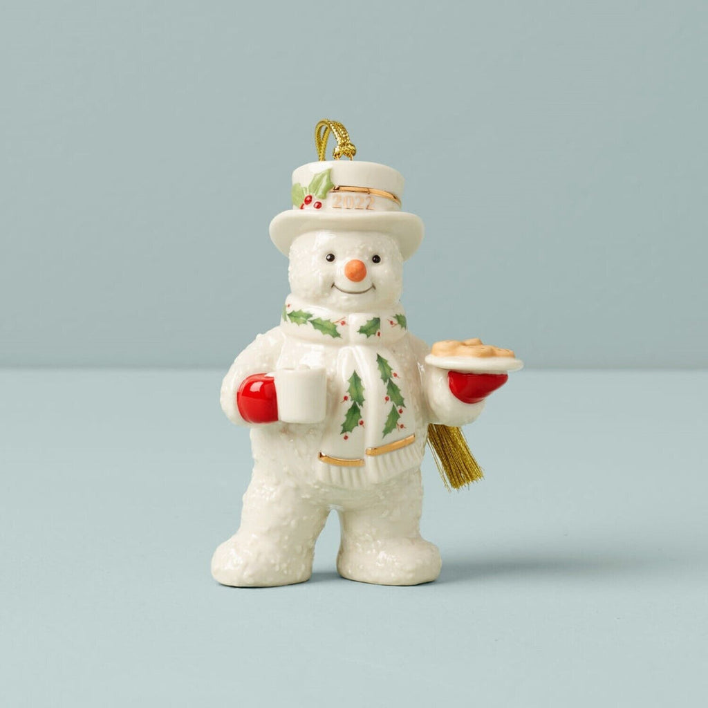 Lenox 2022 Snowman Figurine Ornament Annual Treats Cookies Cocoa Christmas NEW1