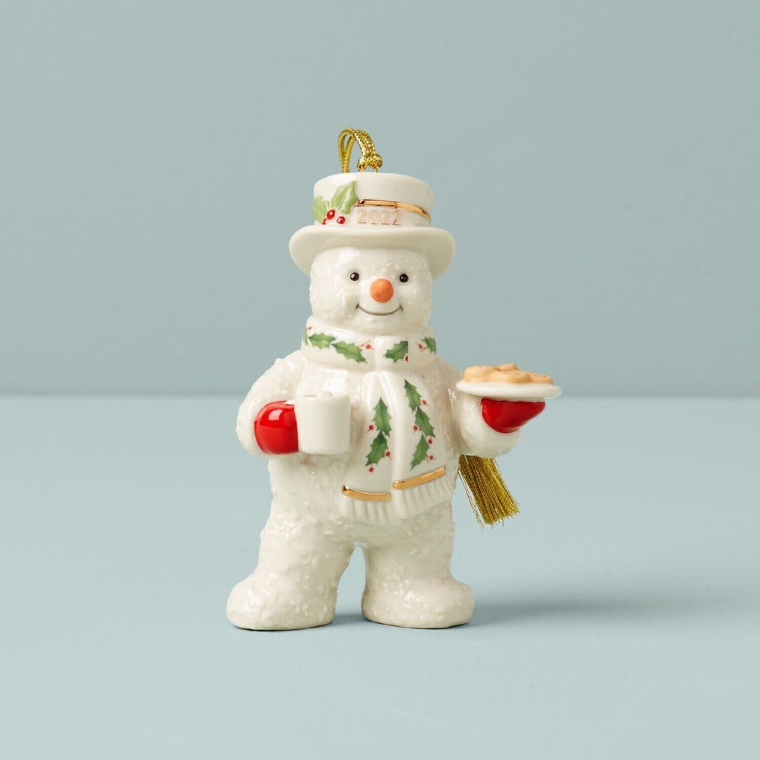 Lenox 2022 Snowman Figurine Ornament Annual Treats Cookies Cocoa Christmas NEW1