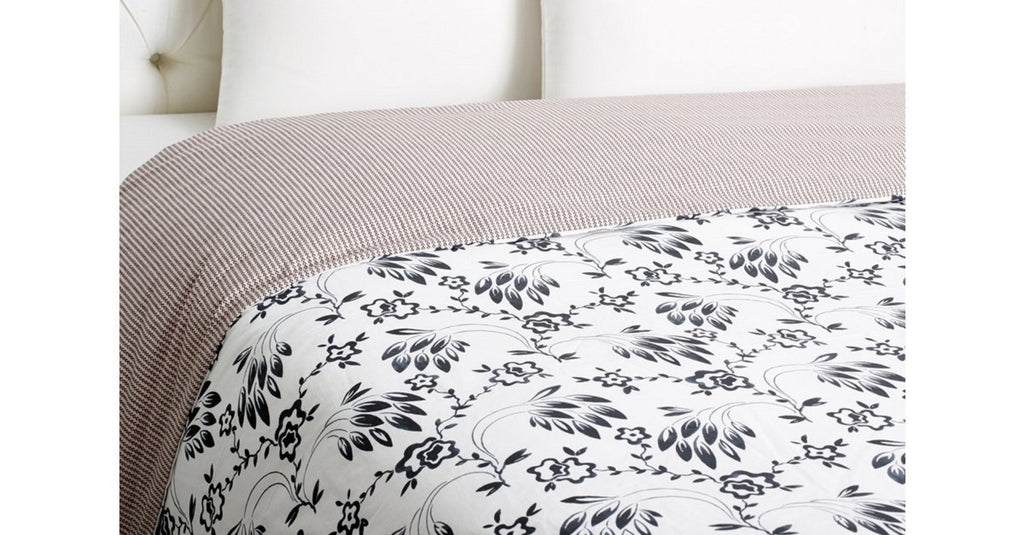 Yves Delorme Silhouette Queen Flat Sheet Black White Print Pink Cuff Percale NEW4
