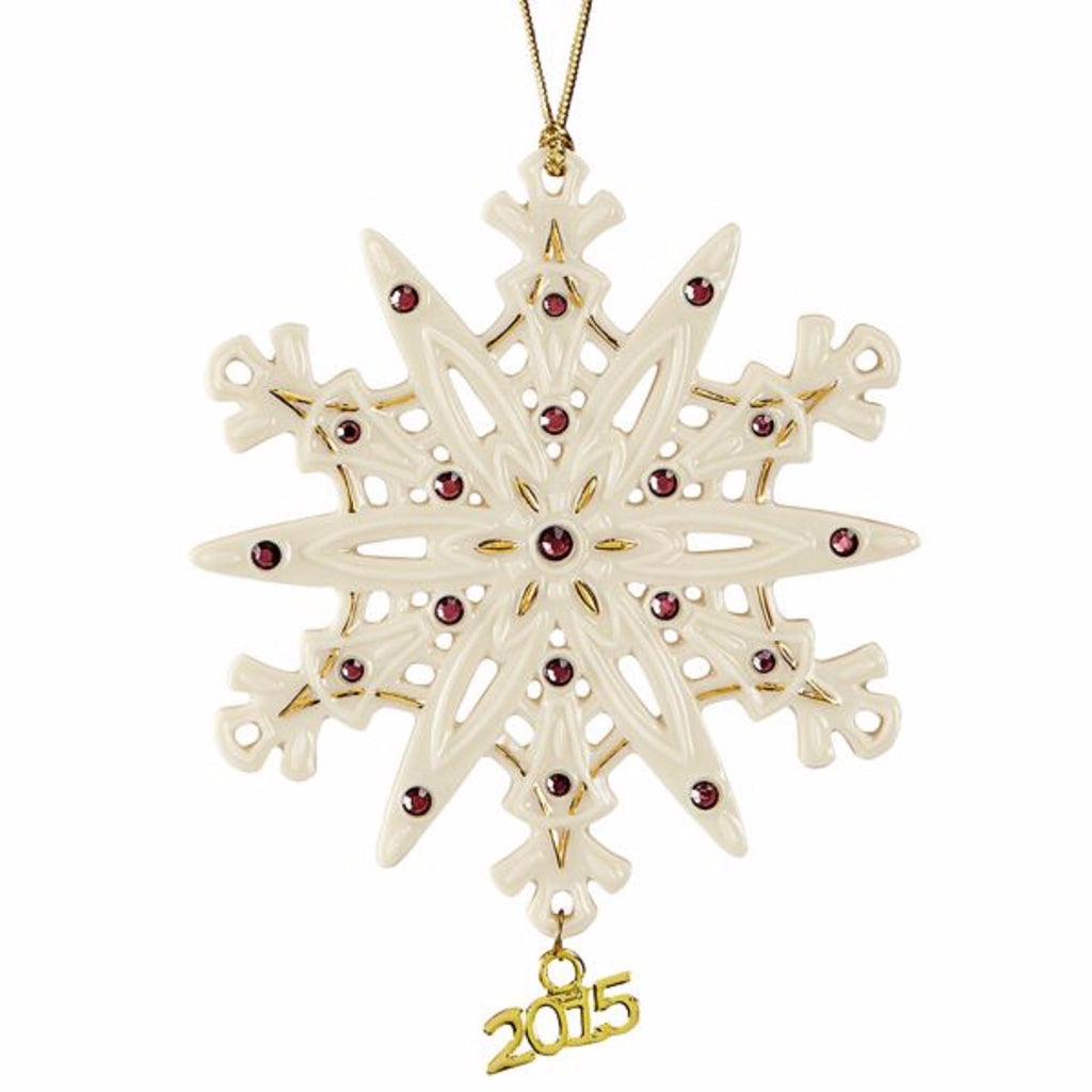 Lenox 2015 Gemmed Snowflake Ornament Annual Amethyst Crystals Christmas Gift NEW0