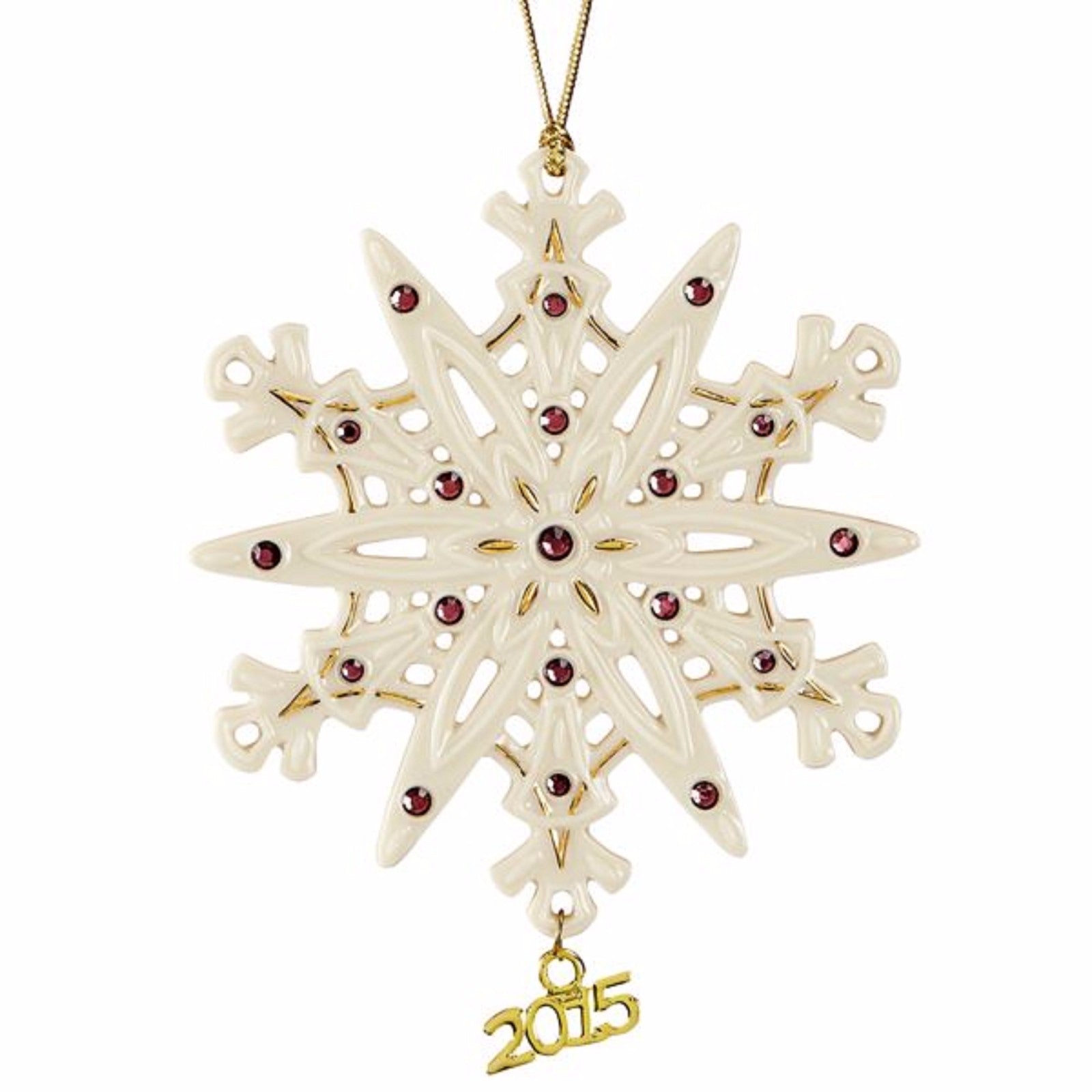 Lenox 2015 Gemmed Snowflake Ornament Annual Amethyst Crystals Christmas Gift NEW0