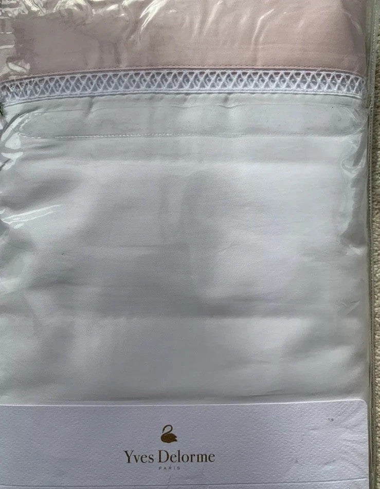 Yves Delorme Walton White  King Duvet Set 3PC  Blush Insert Egyptian Cotton NEW6