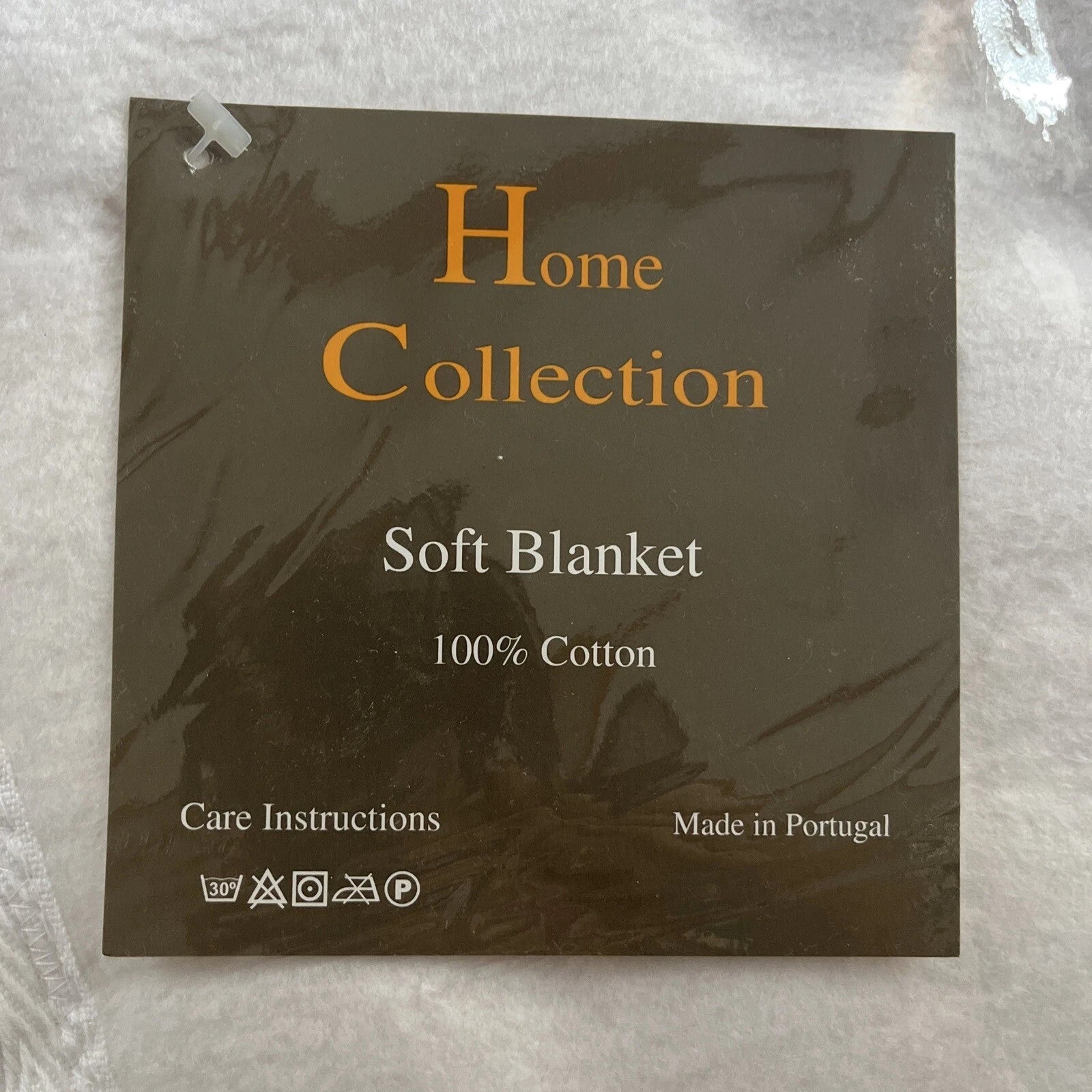 Sferra White Twin Plush Blanket Combed Cotton Home Collection Soft Portugal NEW10