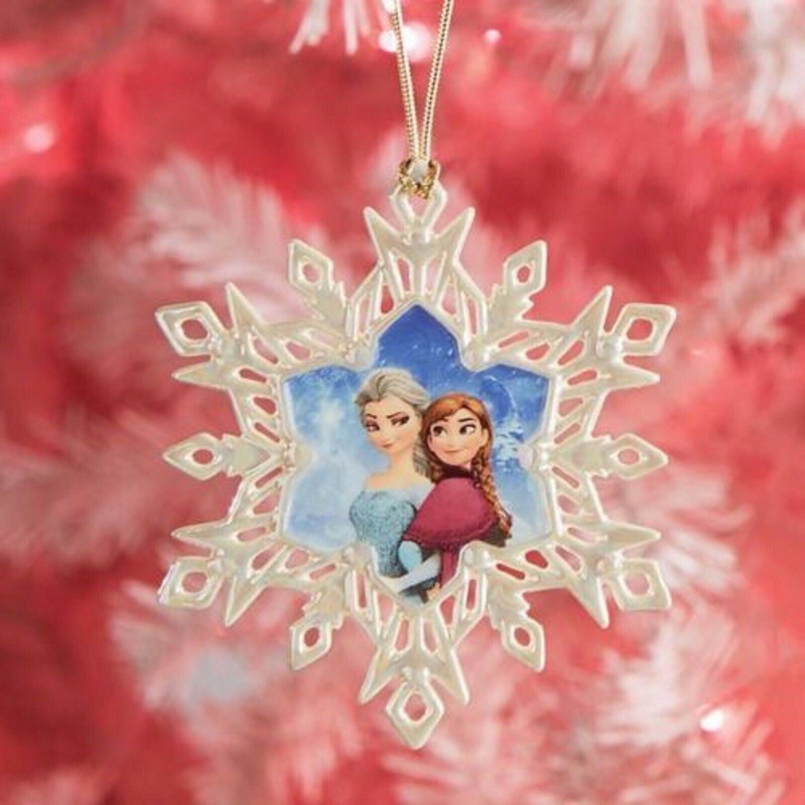 Lenox Disney Frozen Sisters Anna & Elsa Snowflake Ornament China Christmas NEW3